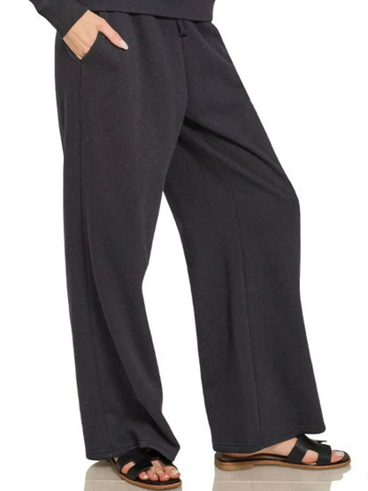 Zenana Fleece Long Sleeve Top and Sweatpants Set