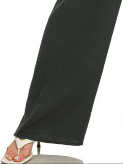 Zenana Double Gauze Elastic Band Pants
