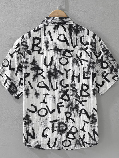 Men's Plus Size Letter Print Short Sleeve Shirt