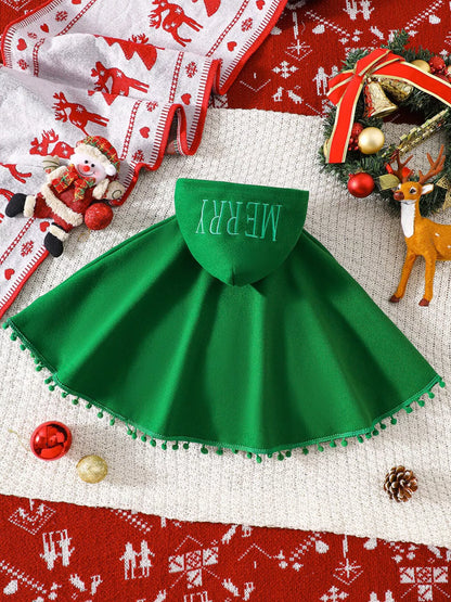 Children's Reindeer Embroidered Christmas Cape Outerwear