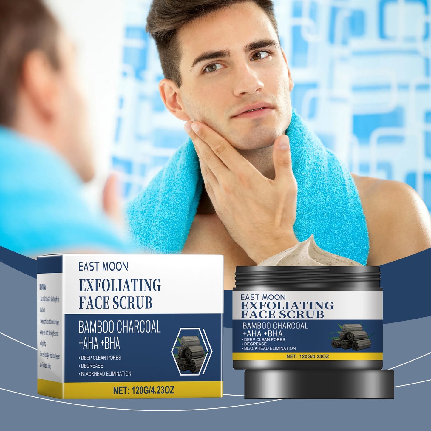East Moon Charcoal Facial Scrub, Gentle Exfoliating Comfort Cleansing Face Moisturizing Moisturizing Scrub