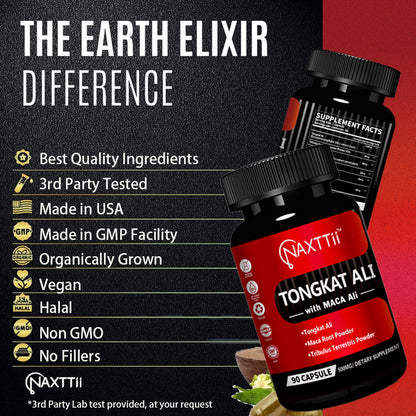NAXTTII Natural Fuel For Men Supplement With Tongkat Ali, Maca Root, Ginseng To Boost Circulation, Energy, Stamina, Drive And Performance 90 Capsules