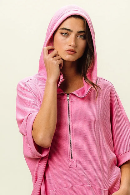 BiBi Vintage Washed Waffle Thermal Hoodie