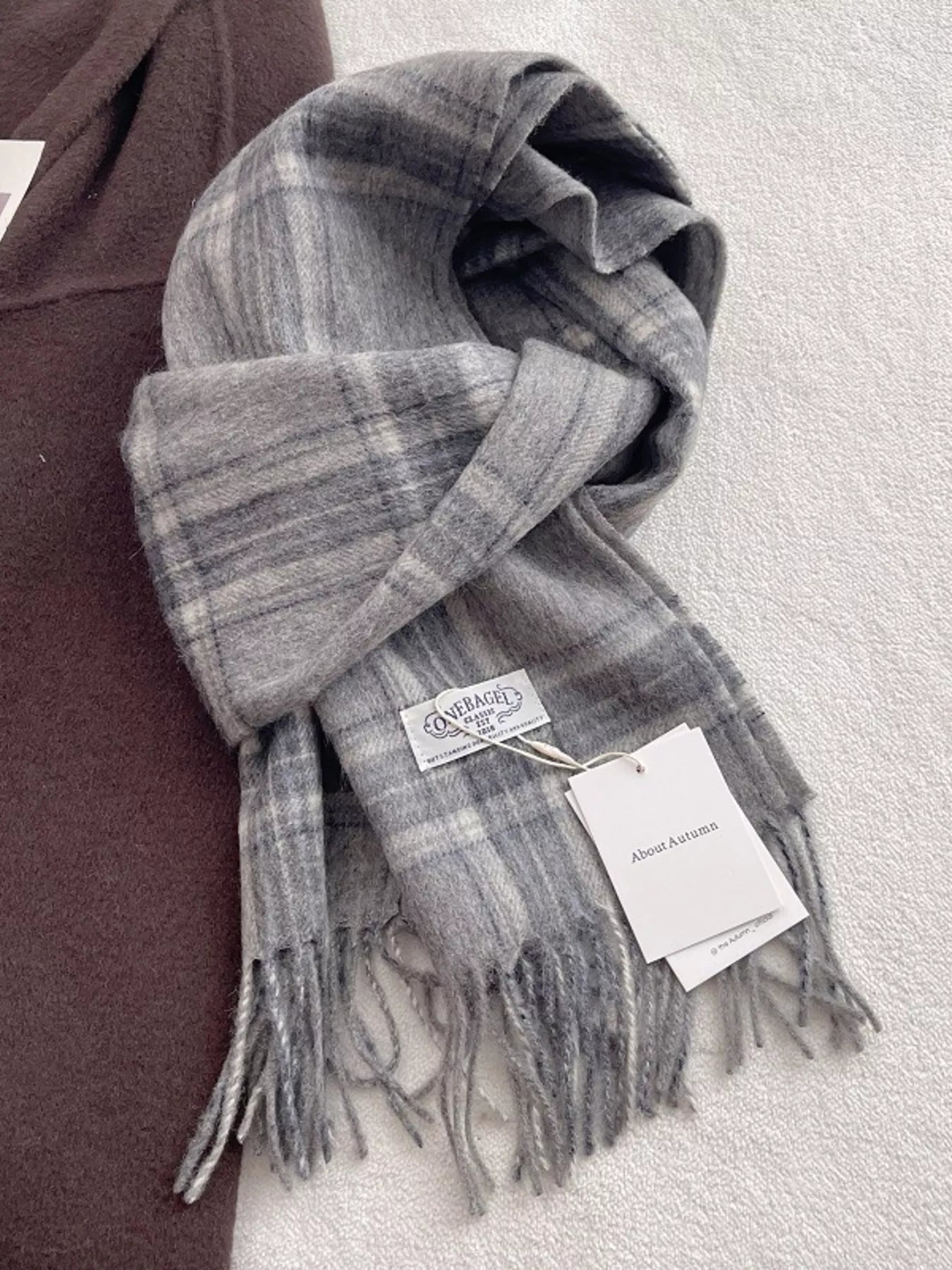 100% Wool Plaid Fringe Scarf