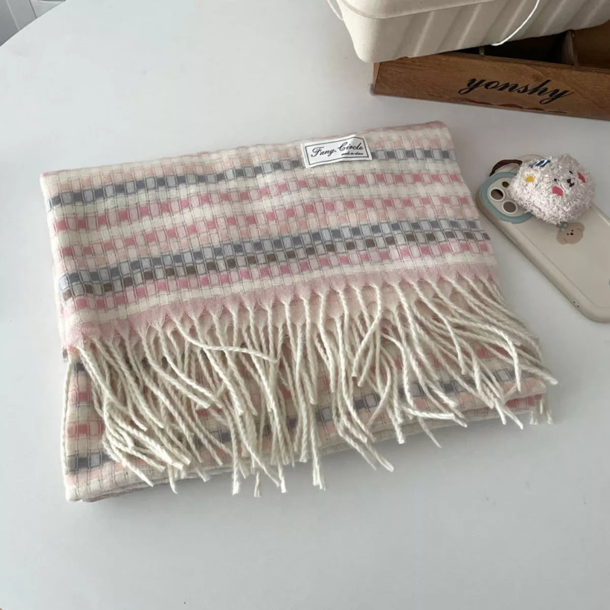Plaid Fringe Warm Scarf