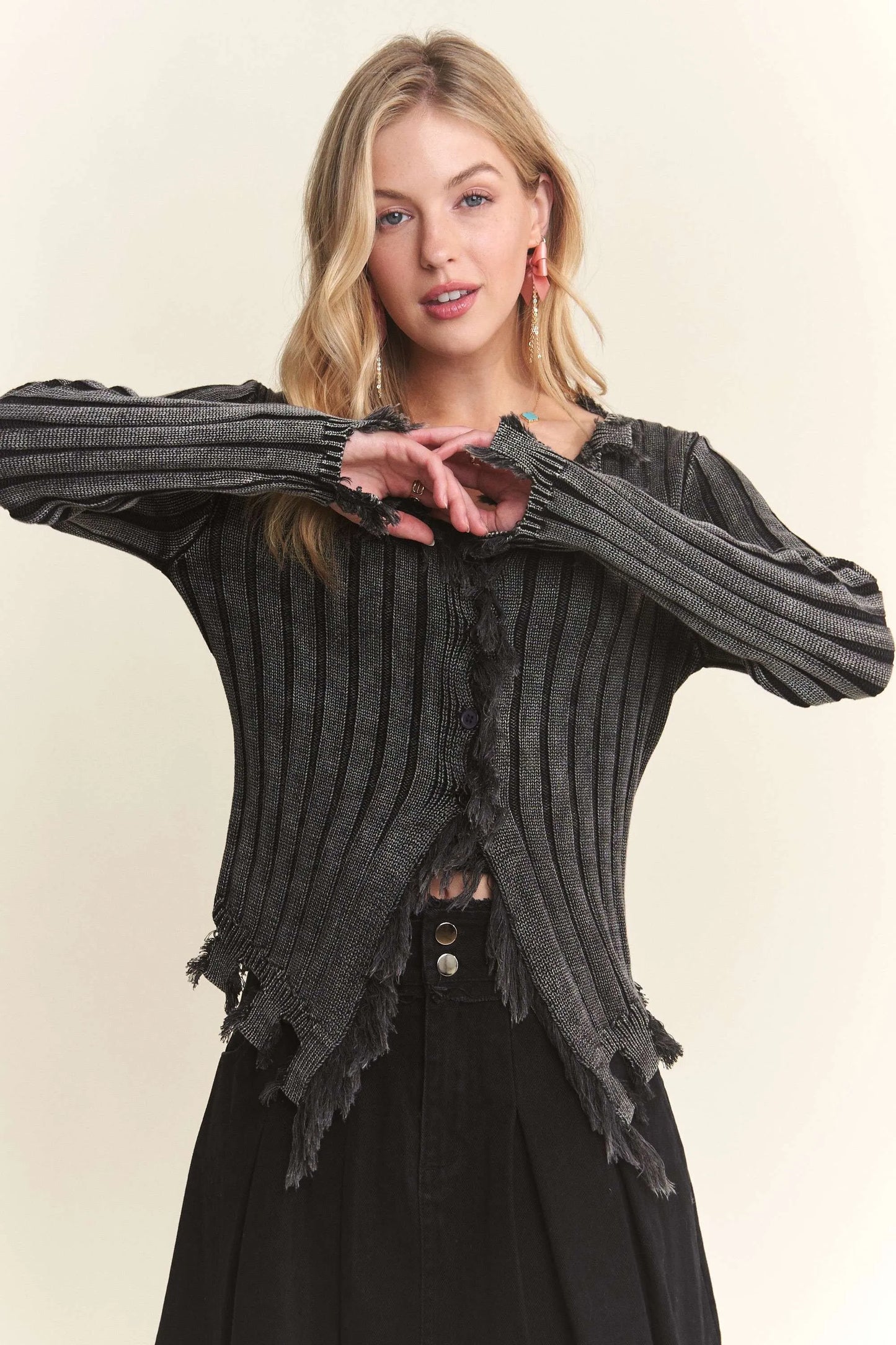 ADORA Distressed Edge Washed Sweater