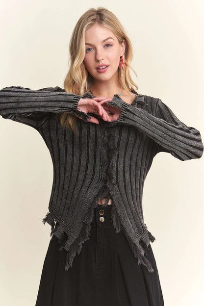 ADORA Distressed Edge Washed Sweater
