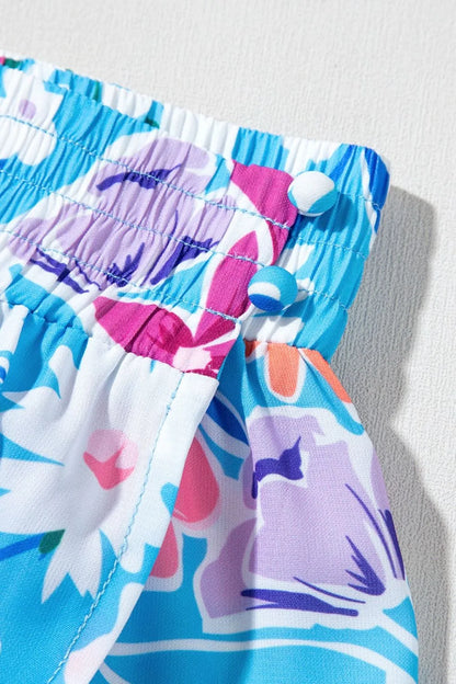 Floral Printed High Waist Split Skirt