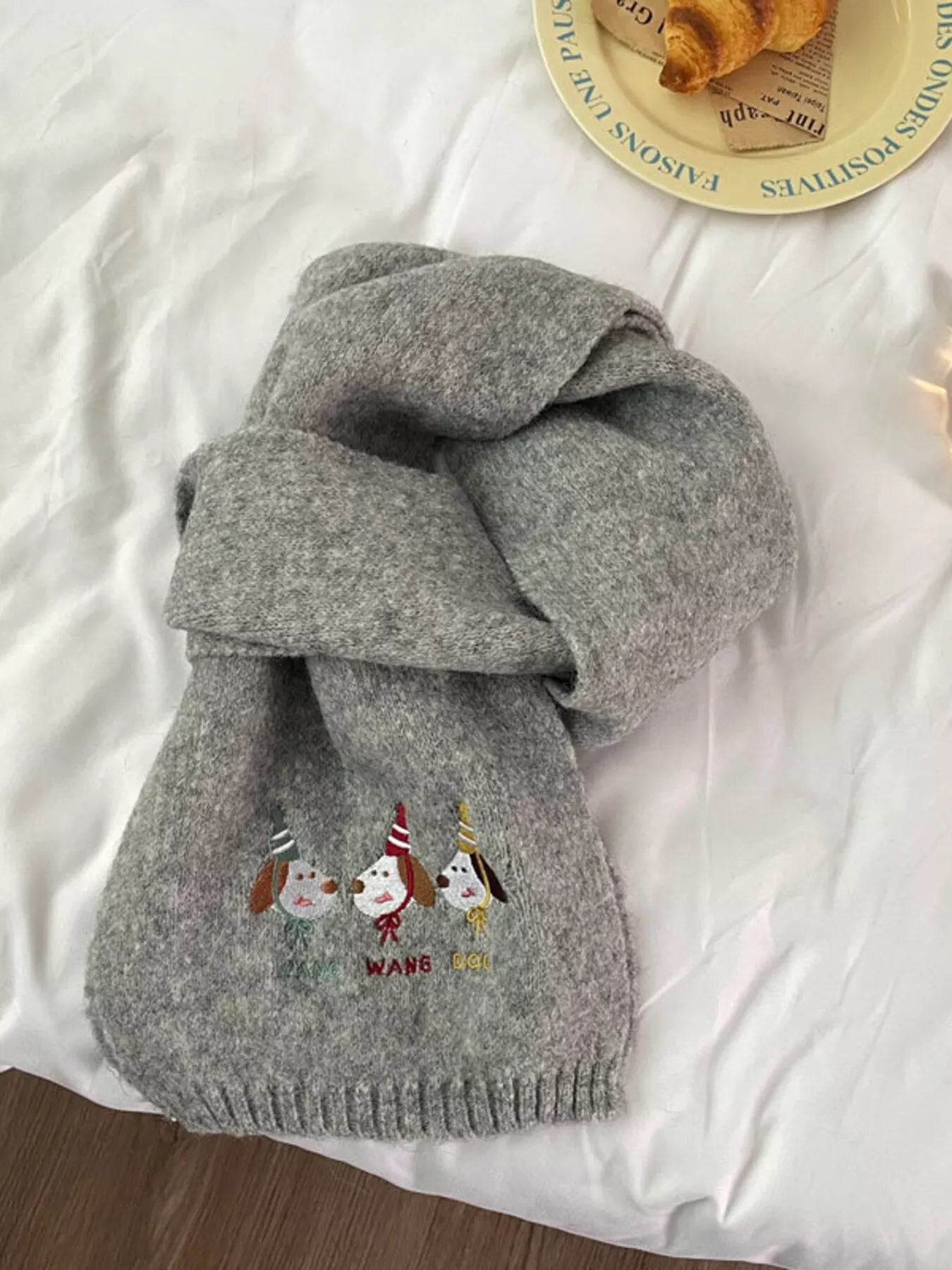 Embroidered Dog Plush Scarf
