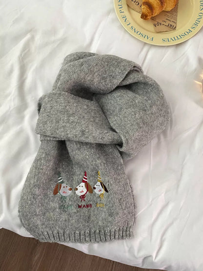 Embroidered Dog Plush Scarf
