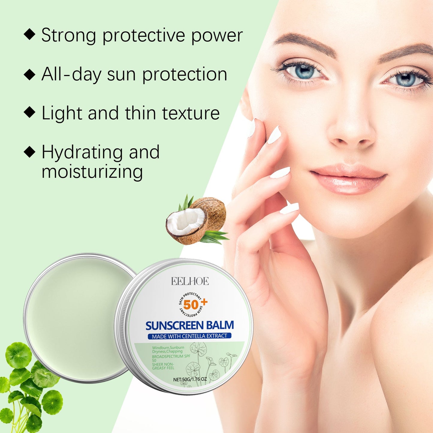 Eelhoe Centella Protective Cream Summer Uv Isolation Refreshing Non-Sticky Moisturizing Protective Cream