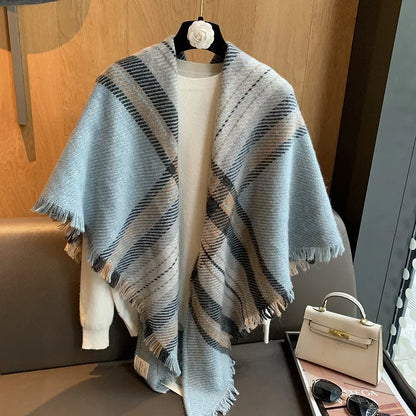 Raw Hem Plaid Scarf