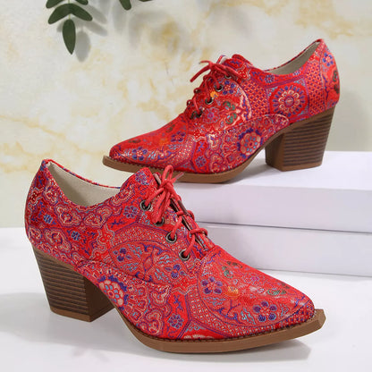 Point Toe Block Heels Ankle Boots
