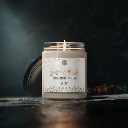 Cinnamon Vanilla Soy Candle - Relaxing Home Decor, Eco-Friendly Gift, Aromatherapy, Scented Candle, Handmade Candle-- 9oz