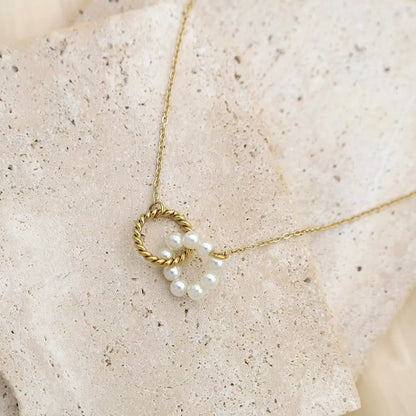 18K Gold-Plated Pearl Twisted Pendant Necklace