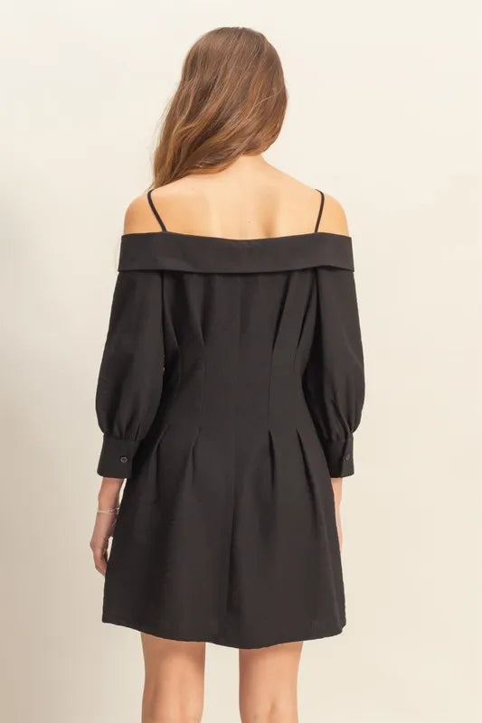 HYFVE Button Down Spaghetti Strap Mini Dress with Pockets