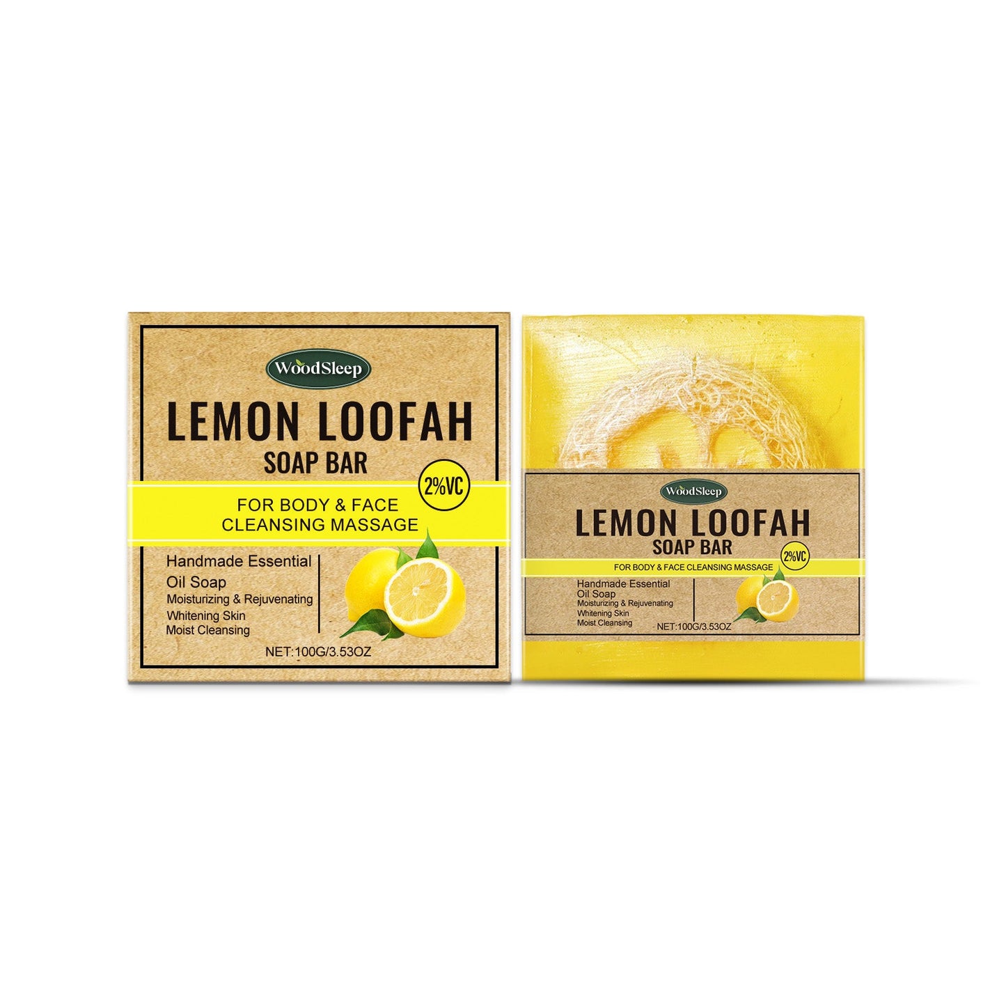 WoodSleep Loofah Lemon Essential Oil Soap Gently Cleanses Body And Skin With Refreshing Oil Control Treatment Soap