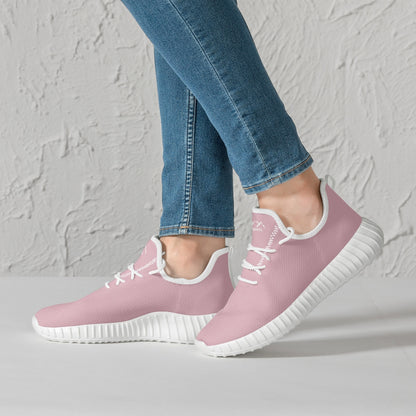 SHO-014PNK-24  Blush Pink Mesh Knit Sneakers Lightweight Athletic Shoes for Women Breathable Running Shoes Casual Walking Sneakers