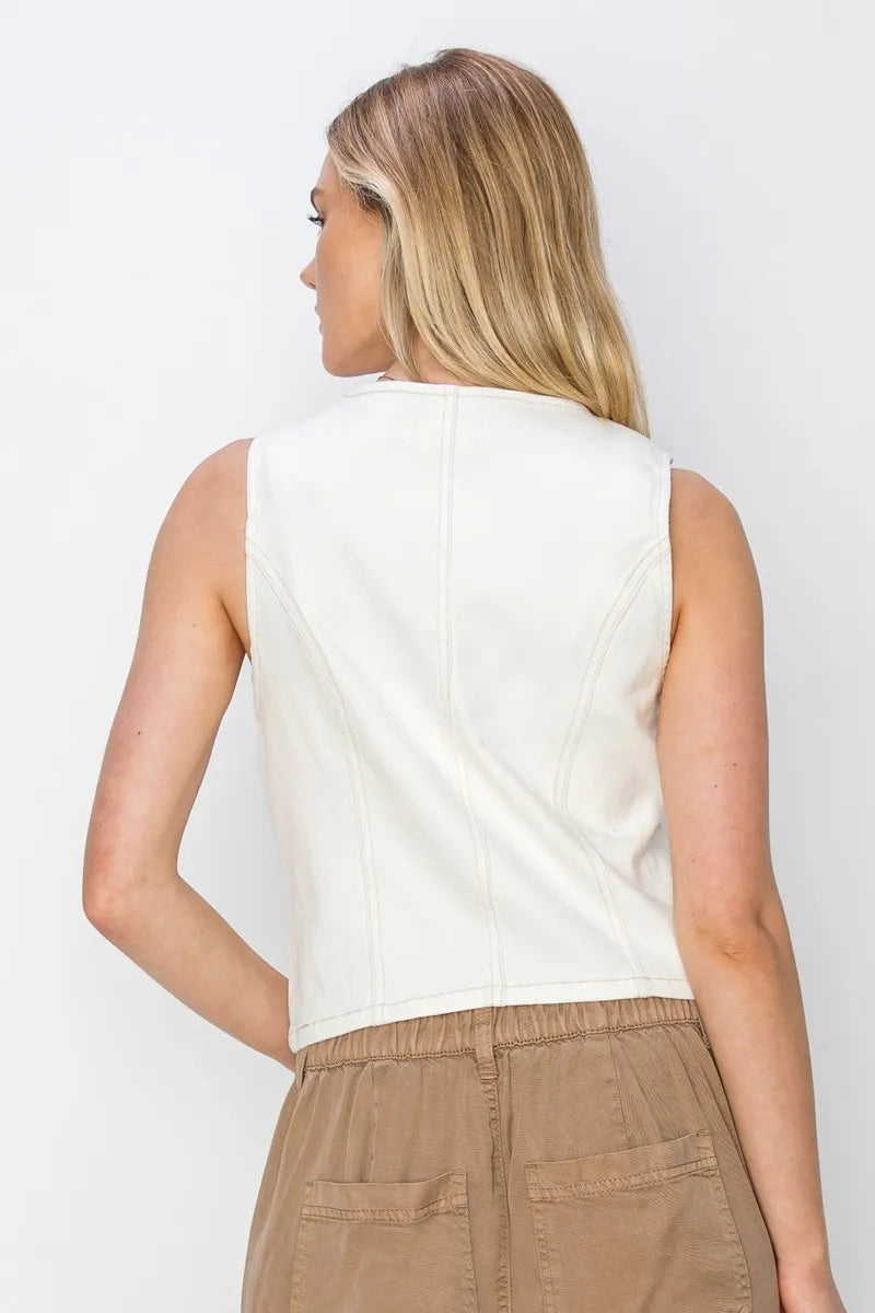 RISEN V Neck Button Down Vest