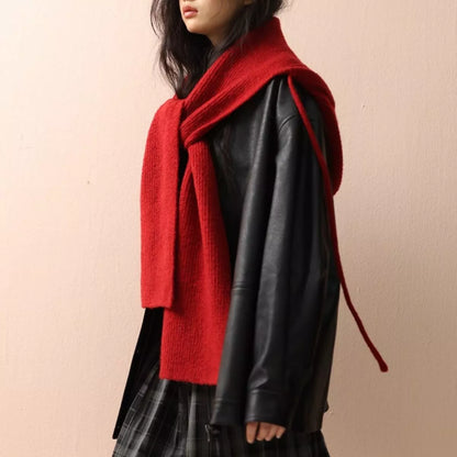 Cozy Knit Tie Scarf with Hooded Design