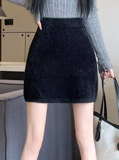 Plush Knit Mini Skirt