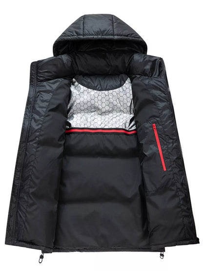 Men's Full Size Contrast Hooded Zip Up Down Jacket Plus Size