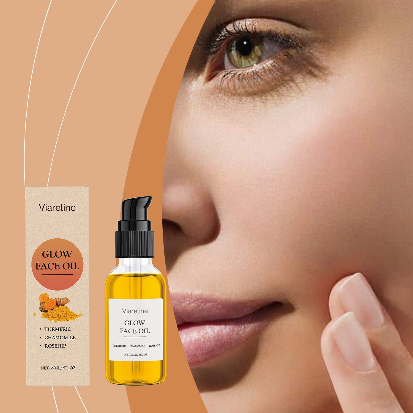 Viareline Turmeric Facial Essential Oil Nourishes, Hydrates, Moisturizes And Cares For The Skin Of The Face And Neck