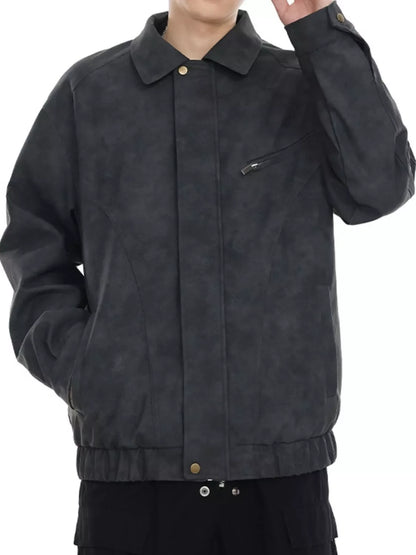 Men's Plus Size Vintage Style Zip Up Jacket