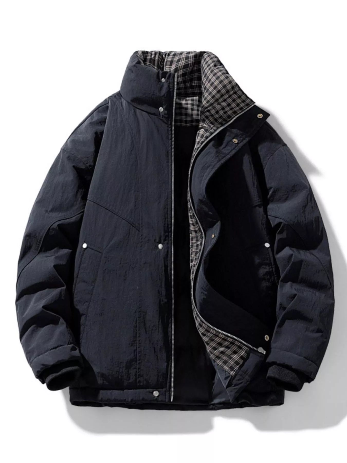 Men's Plus Size Plaid Lined Zip Up Jacket