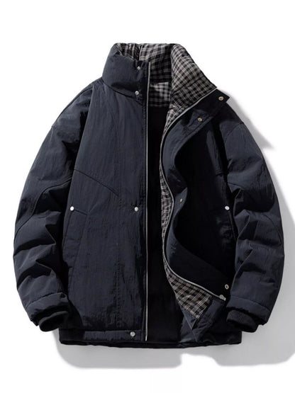 Men's Plus Size Plaid Lined Zip Up Jacket