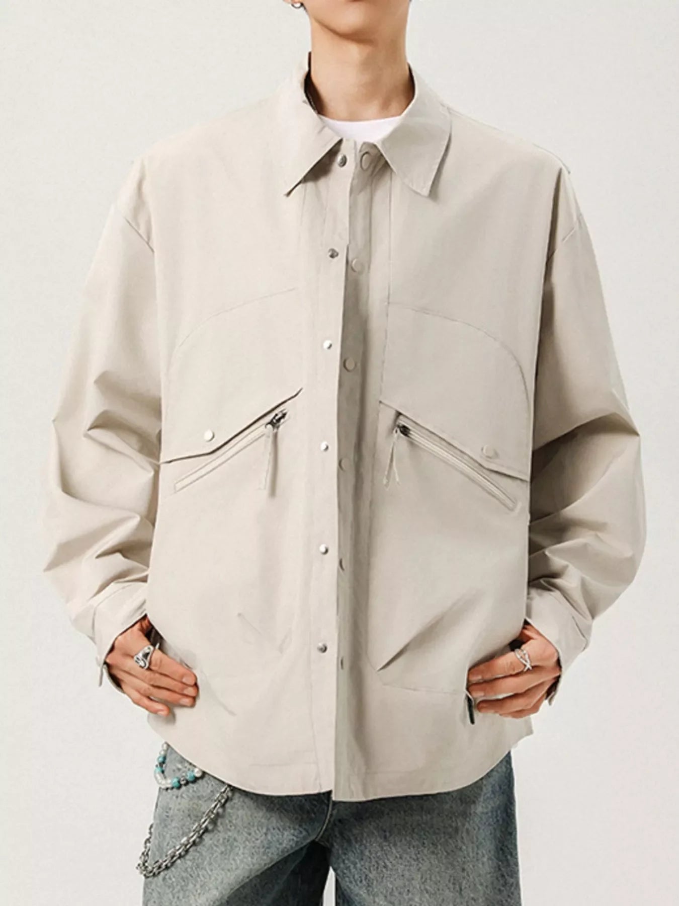 Men's Plus Size Casual Snap-Down Jacket