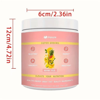Super Greens Powder Miami Vice Flavor 255g Natural Daily Greens Supplement Supports Energy Digestion Immunity Bloating Relief