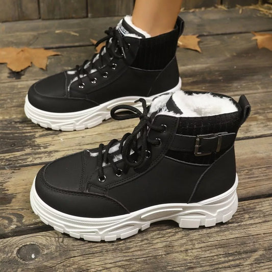 Plush Lining Lace Up Boots