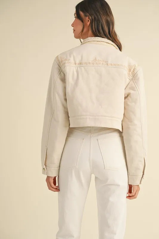 MABLE Embroidered Quilted Cropped Jacket