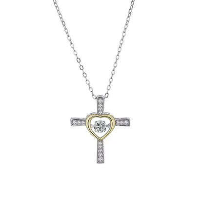 925 Sterling Silver Heart Cross Necklace