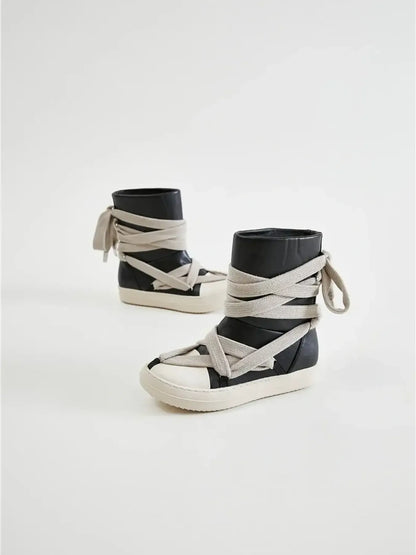 Lace-Up Round Neck Sneaker Boots
