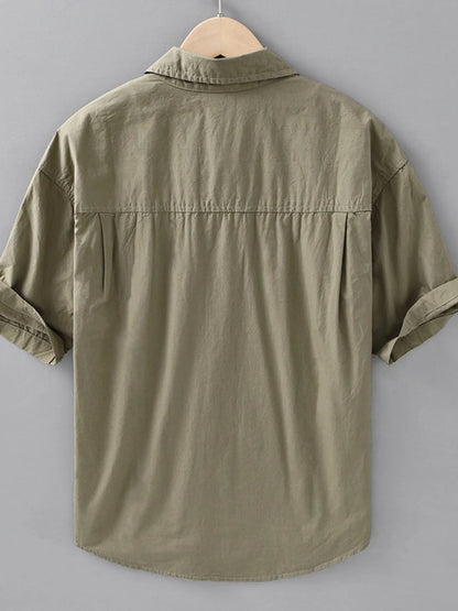 Men's Plus Size Casual Short Sleeve Button-Down Shirt