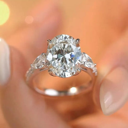 2 Carat 925 Sterling Silver Moissanite Oval Ring