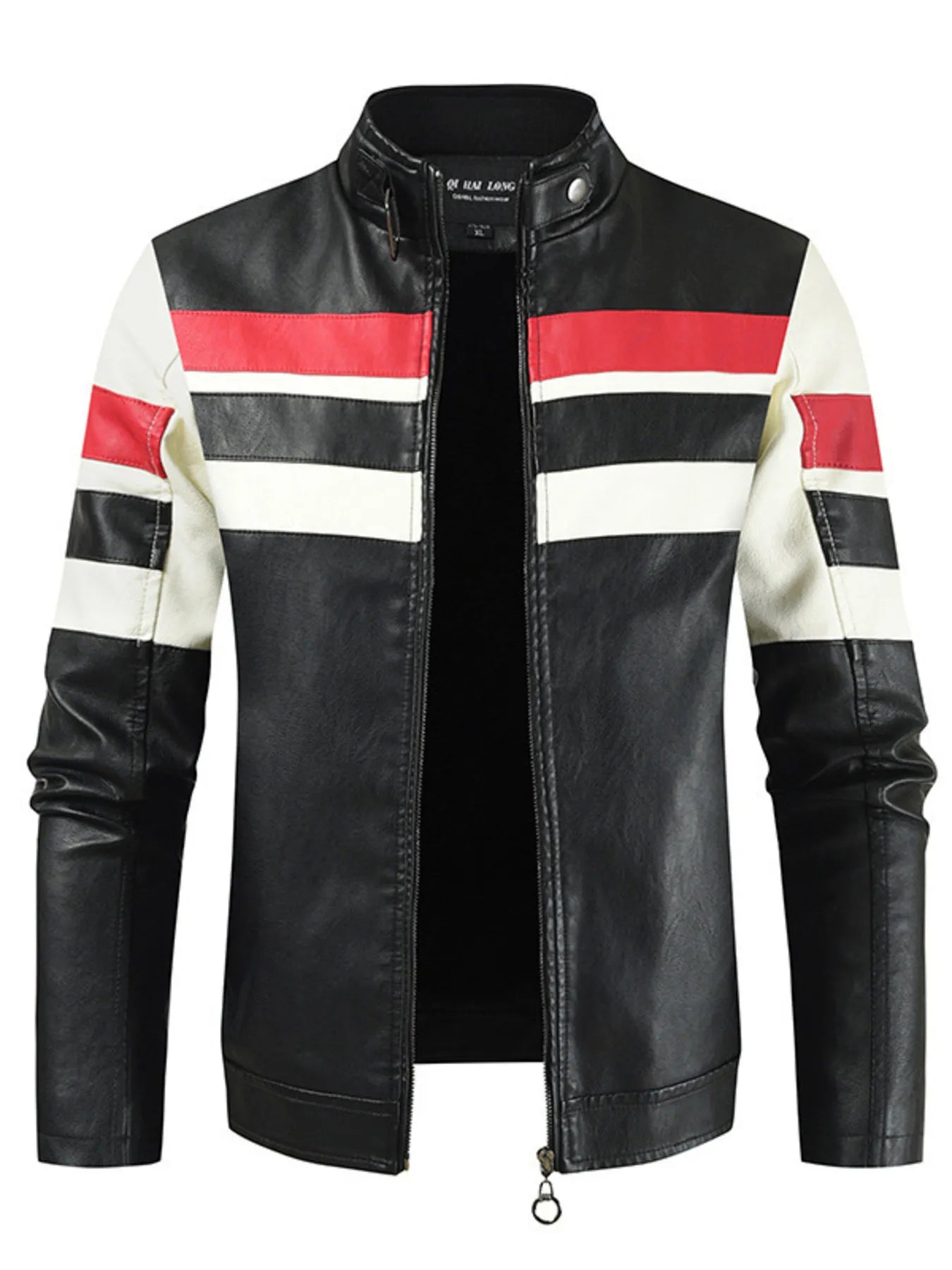 Men's Plus Size Contrast Zip Up Long Sleeve Jacket