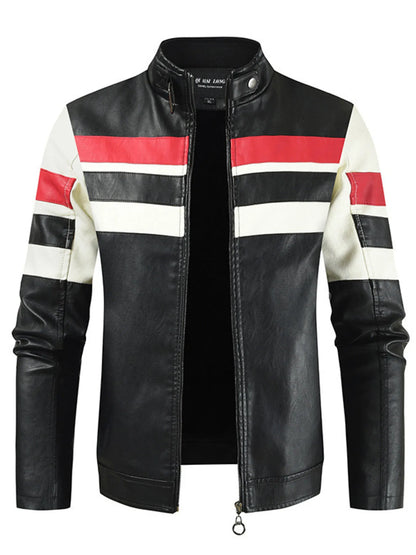 Men's Plus Size Contrast Zip Up Long Sleeve Jacket