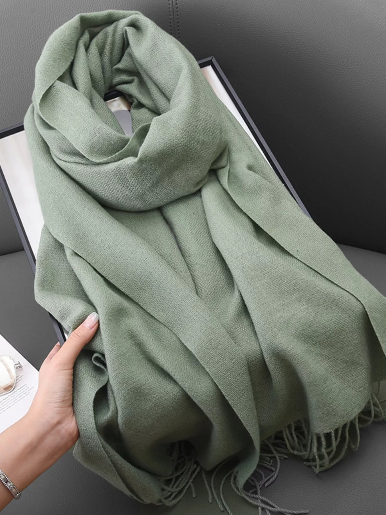 Solid Color Fringe Scarf