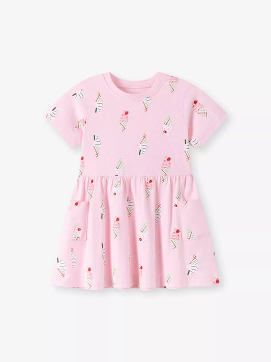 Children's Ice Cream Print Casual Dress