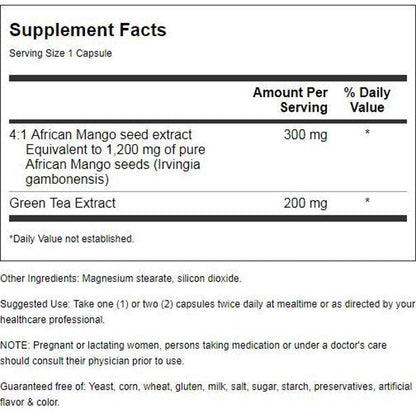 Only Natural Ultimate African Mango (Irvingia Gambonensis) Extract - 500 Mg - 60 Capsules
