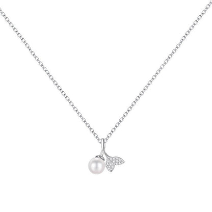 Pearl Mermaid Tail Pendant Necklace