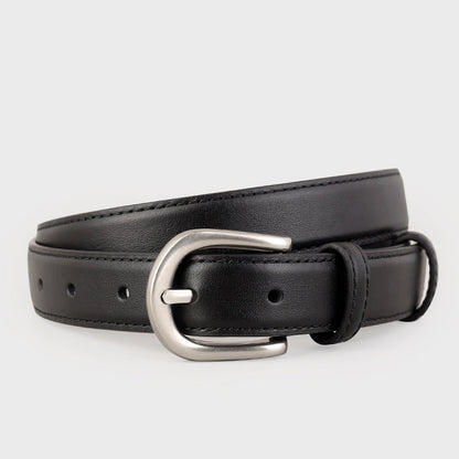 Classic Leather Belt with Silver Buckle