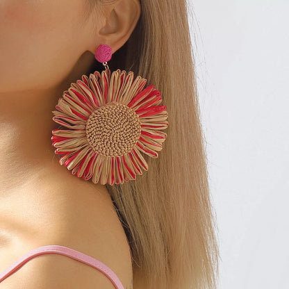 Sunflower Rattan Dangle Earrings