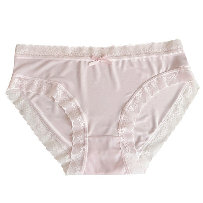 Women's Antibacterial Seamless Mid-Rise Sexy Lace-trimmed Thong Pants