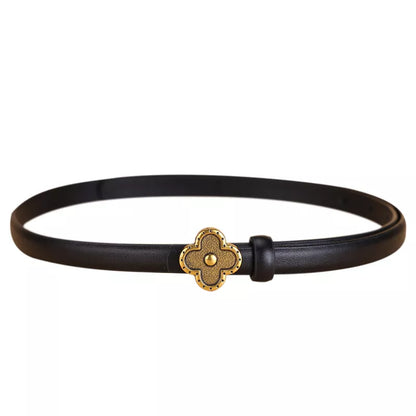 Clover Buckle Leather Belt