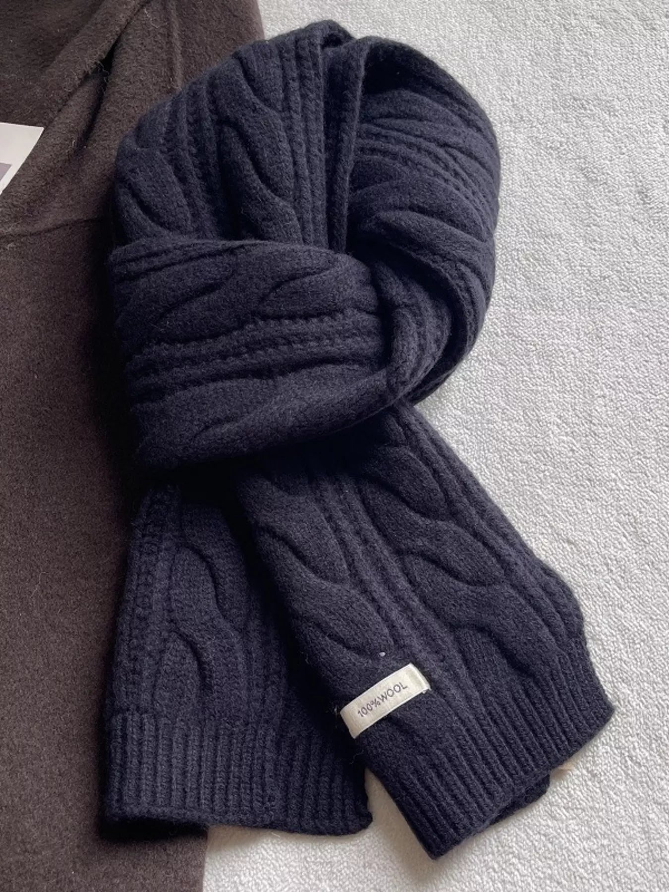 Wool Cable Knit Winter Scarf