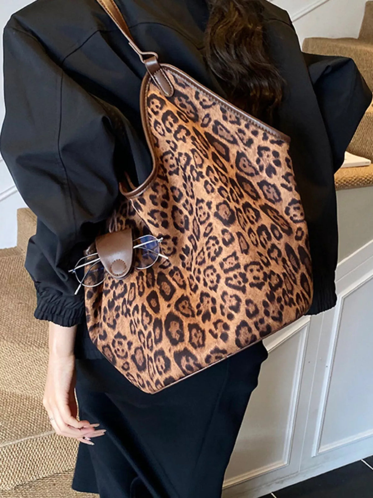 Leopard Print Large Tote Bag